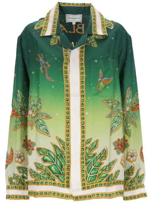 green/multicolour silk satin shirt Casablanca | UWS24SH00601JOYAUX D AFRIQUE